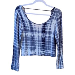 EUC, Whisper Women's Scoop Neck Sz Medium Tie Dye Stretch Long Sleeve Crop Top